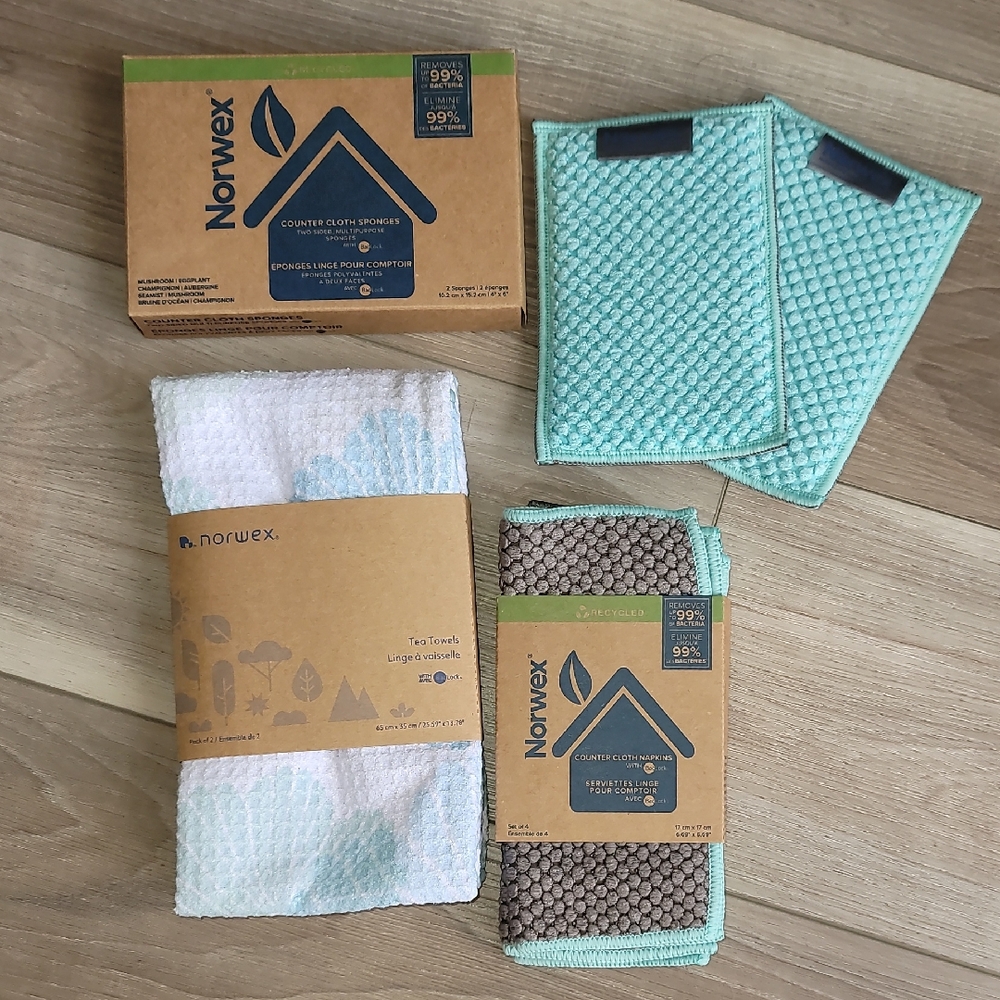 Norwex Eco-Friendly Cloth Set in Aqua and Brown